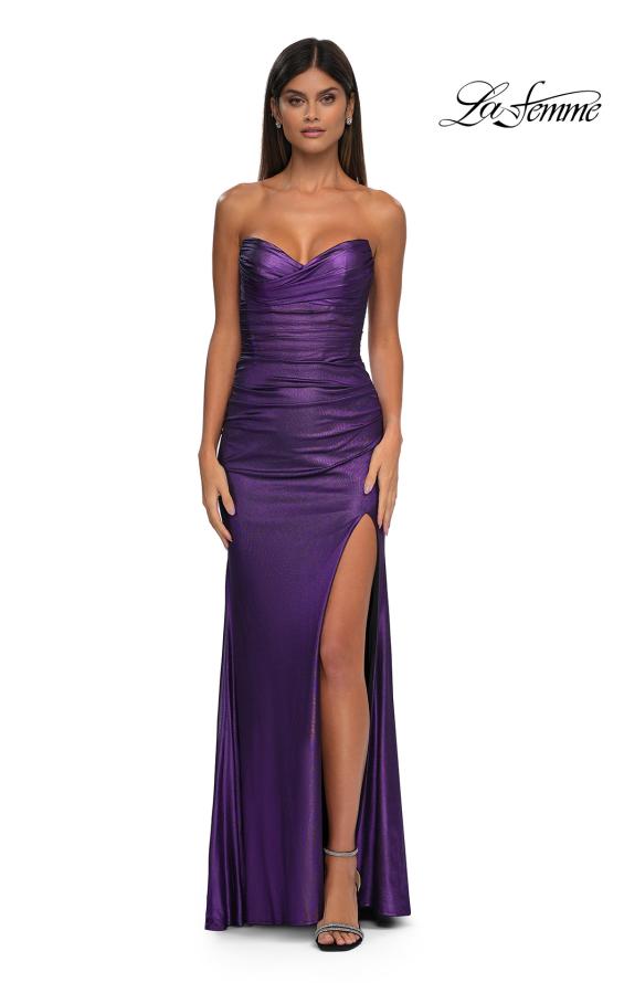 La Femme 32946 - Metallic Net Jersey Prom Gown