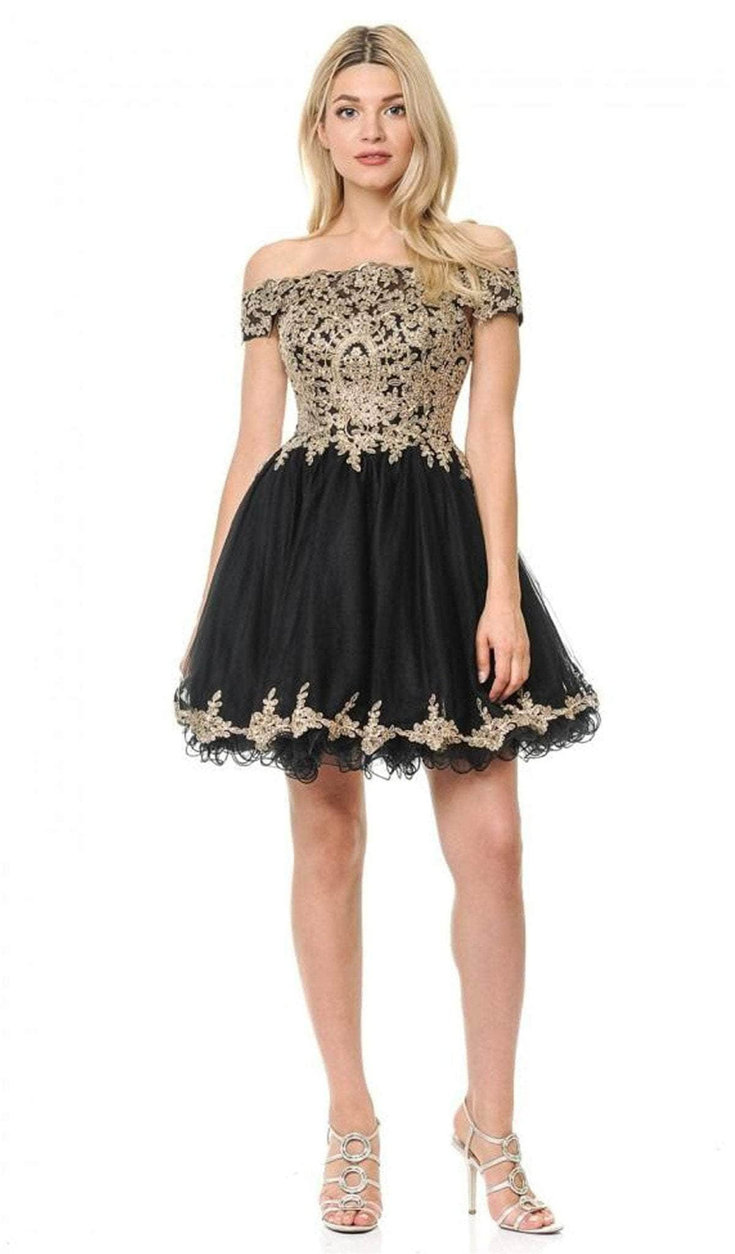 Lenovia - Off Shoulder Embellished Cocktail Dress 8124 - 1 pc Black In Size S Available CCSALE S / Black