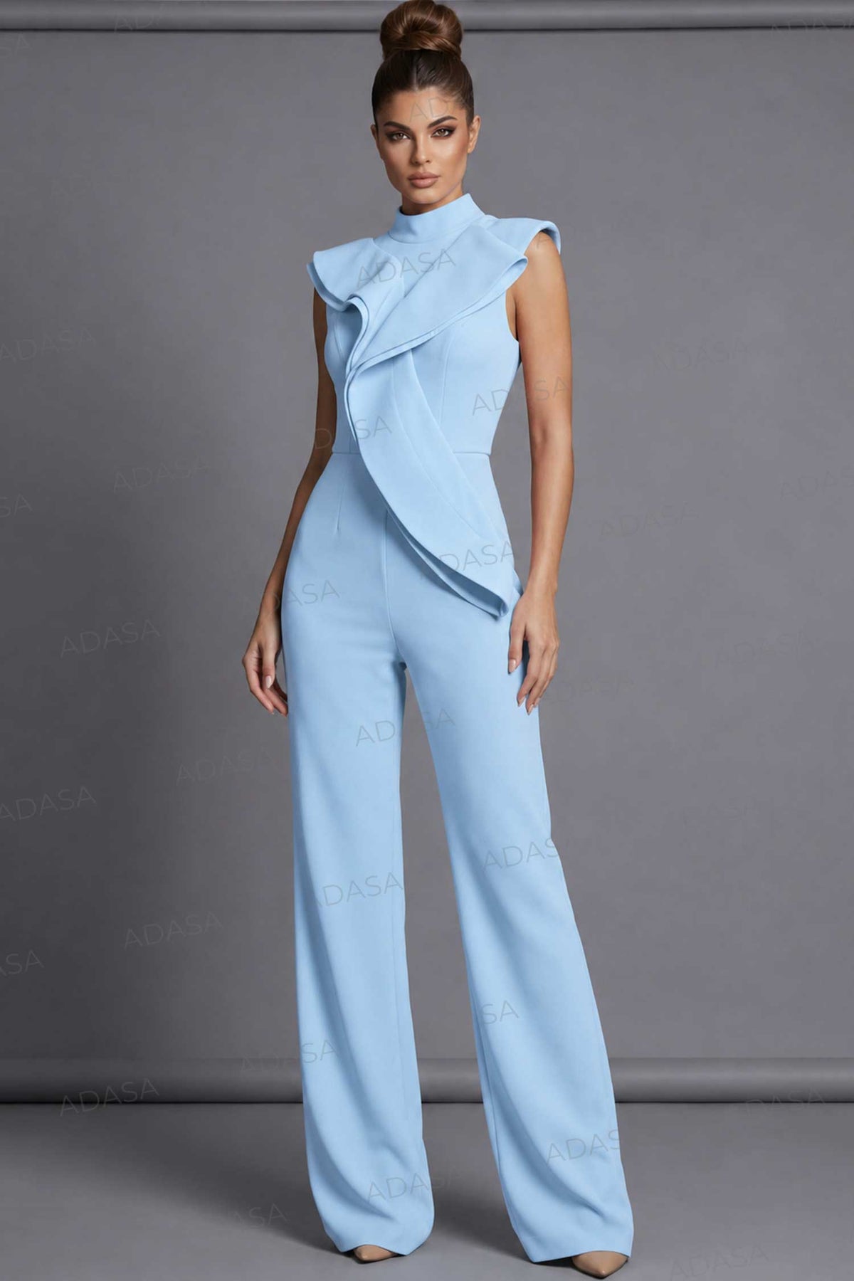 Jovani 46284 - High Neck Jumpsuit with Ruffle Accent