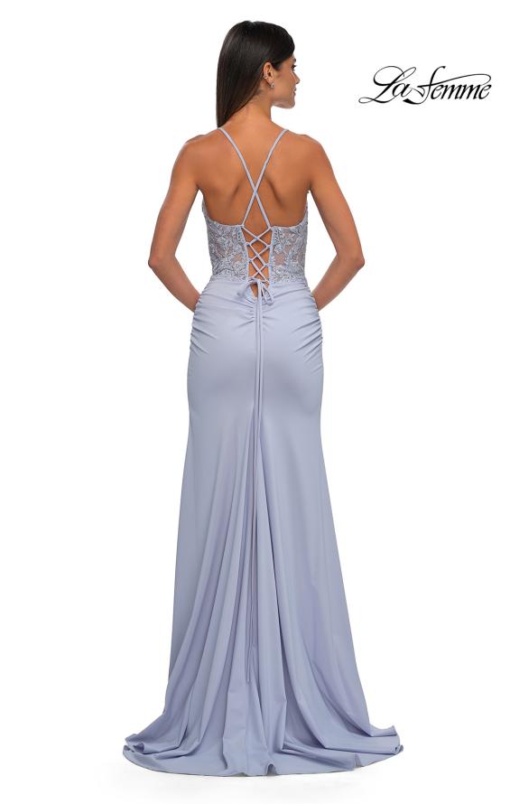 La Femme 33001 - Strappy Back Plunging Neck Prom Gown