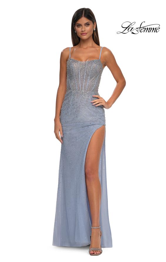 La Femme 32840 - Rhinestone-Embellished Scoop Prom Gown