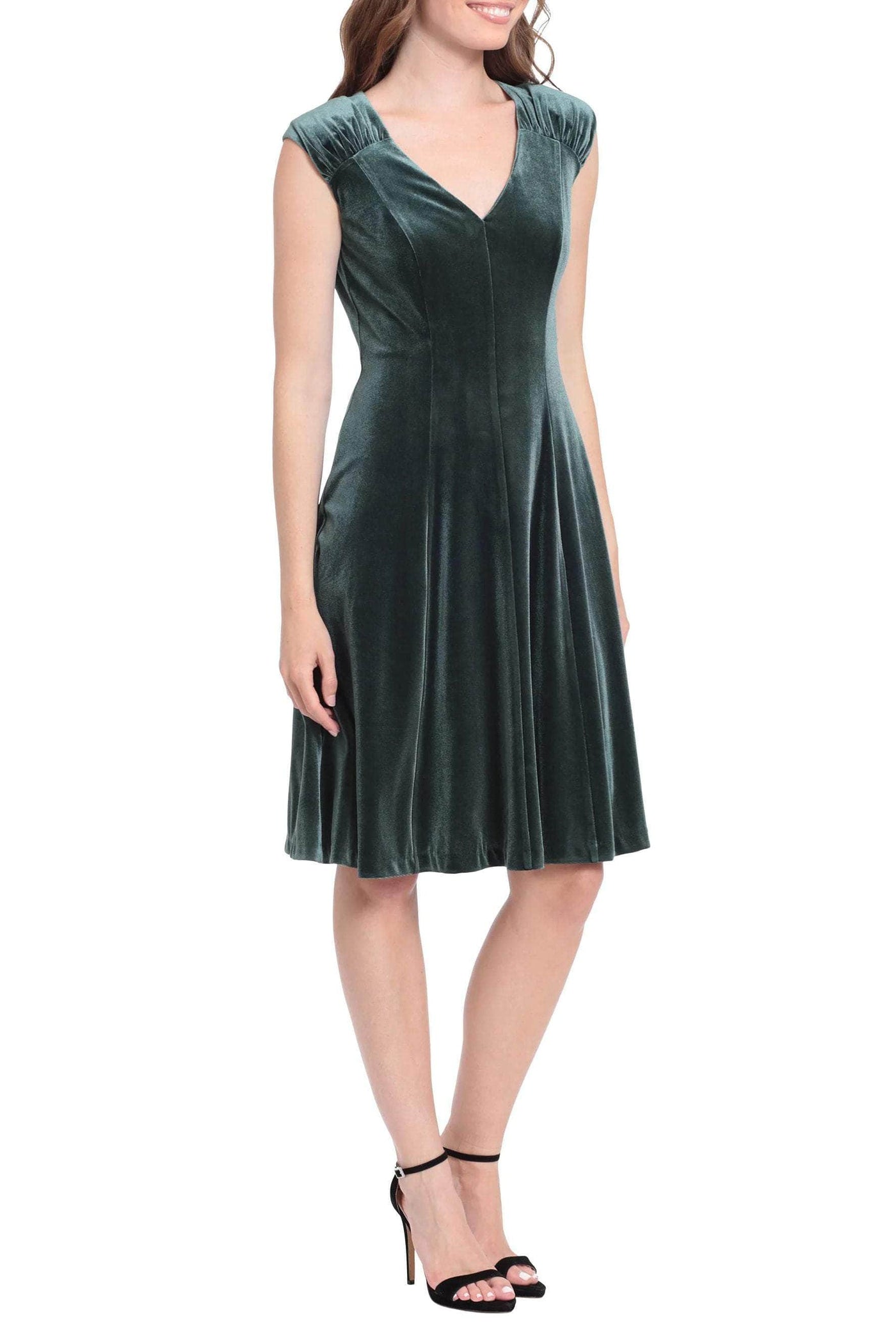 London Times T6501M - V-Neck Knee Length Cocktail Dress