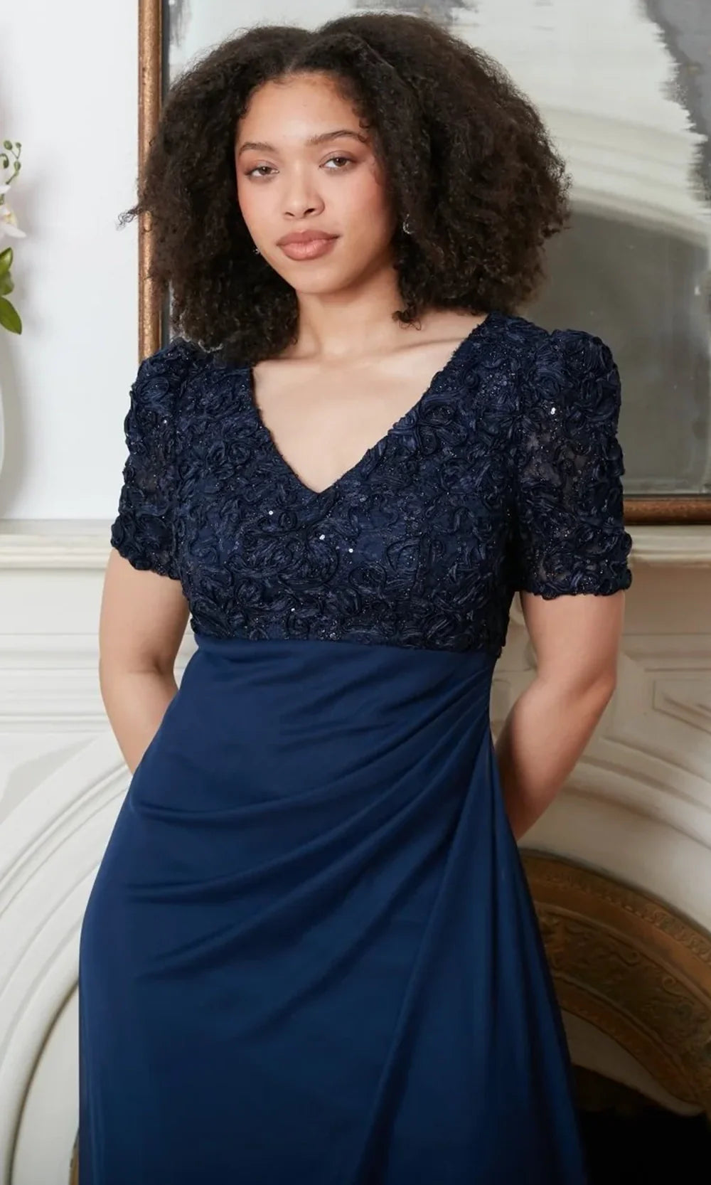 Alex Evenings 82351695 - Piping Trim Jacket Scoop Neckline Gown In Black