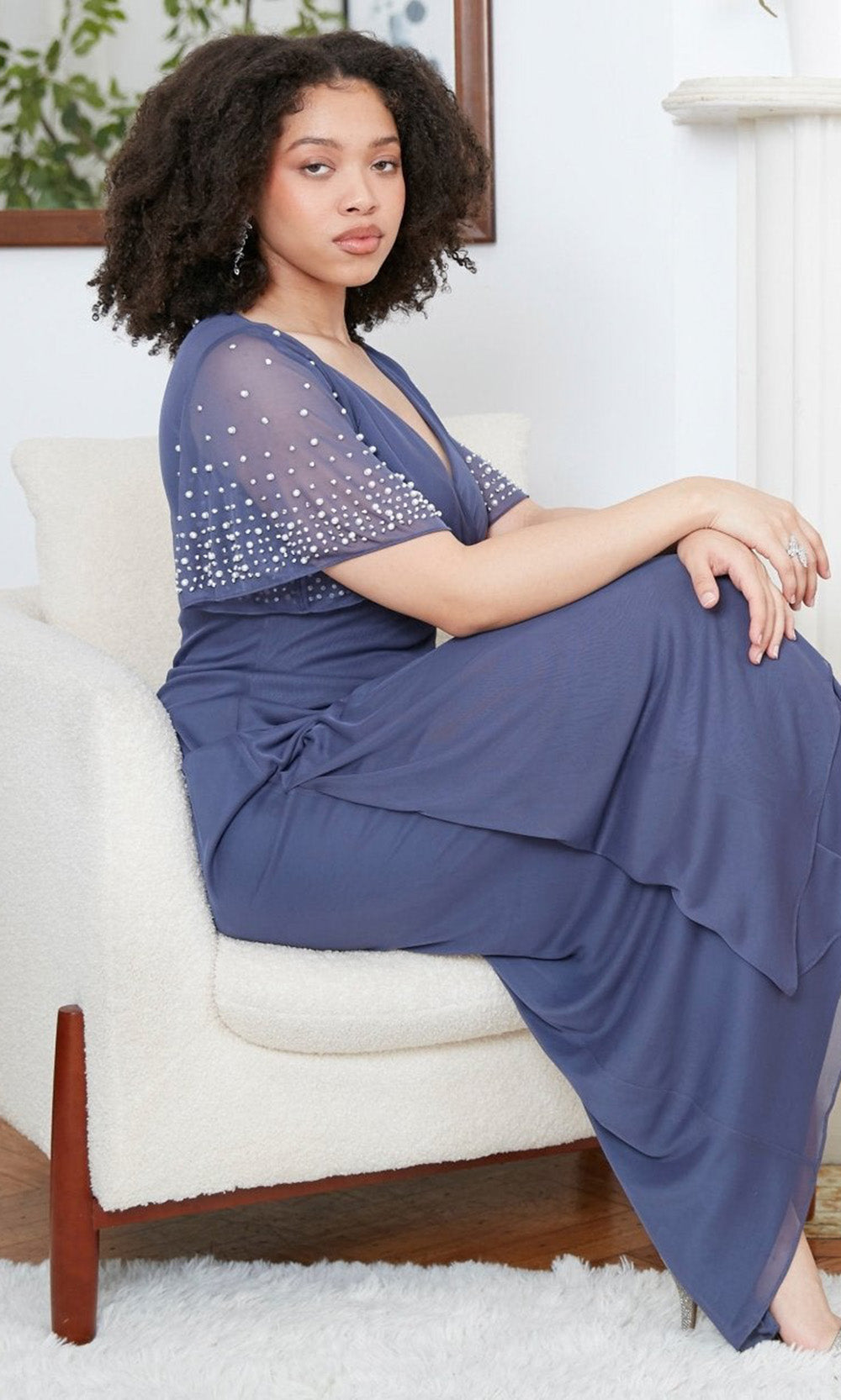alex evenings embellished dress Alex Evenings Layla Long Empire Waist Dress Violet / 12