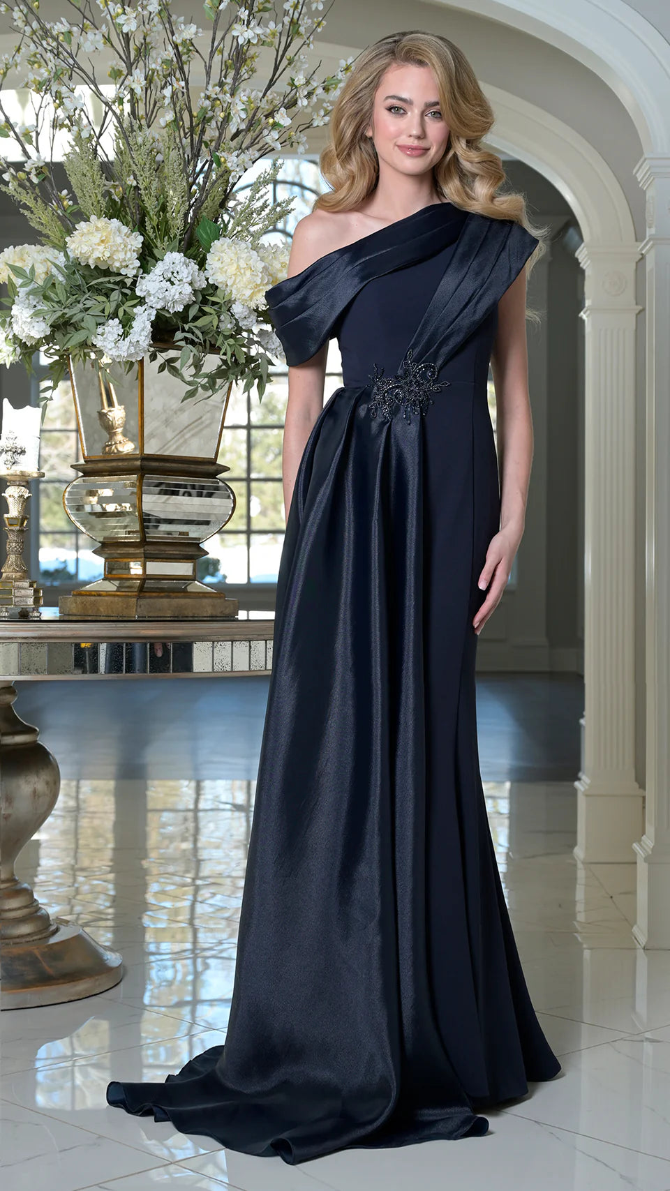 Marsoni by Colors M346 - Sheath Evening Gown with Draped Overlay