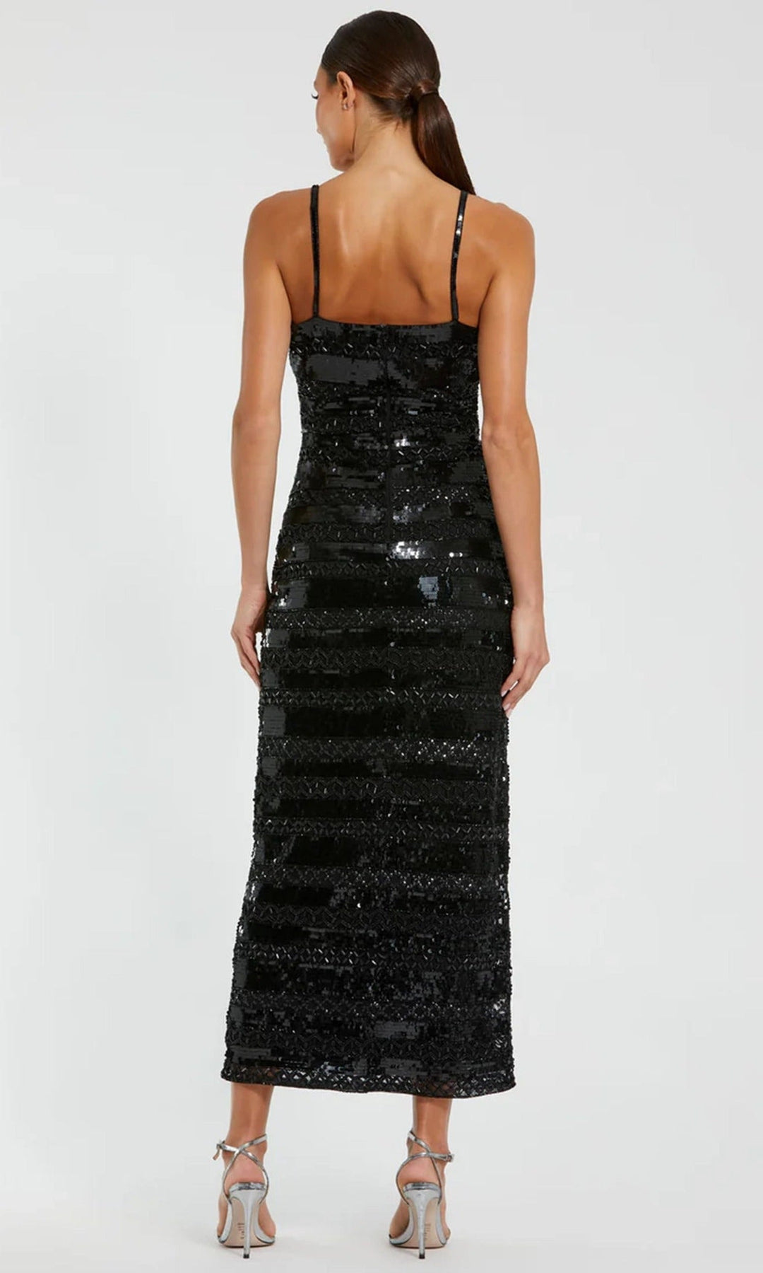 Mac Duggal 10094 - Sleeveless Horizontal Beadwork Midi Dress