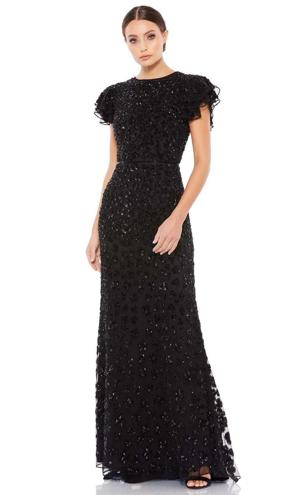 Mac Duggal - 10748 Embellished Jewel Neck Sheath Dress Evening Dresses 0 / Black