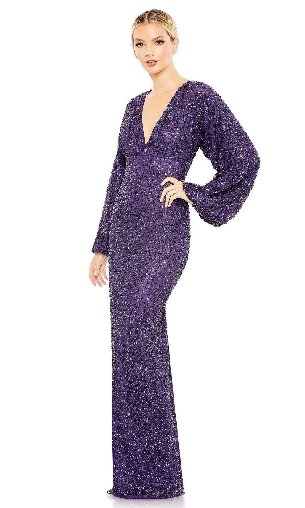 Mac Duggal - 10791 Bishop Sleeve Sequin Gown Special Occasion Dress 2 / Amethyst