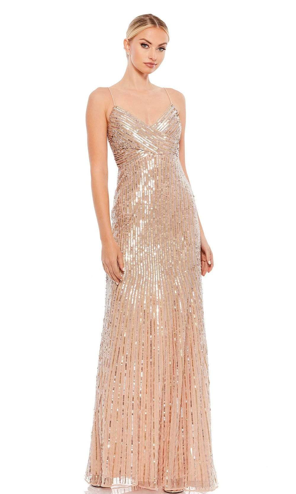 Mac Duggal - 10817 Spaghetti Straps Sequin Dress Prom Dresses 0 / Gold