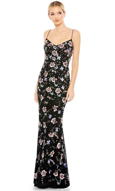 Mac Duggal 10890 - Floral Sheath Prom Dress Special Occasion Dress 0 / Black/Multi