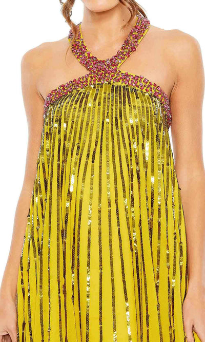 Mac Duggal 10996 - Halter Striped Sequin Cocktail Dress Special Occasion Dress