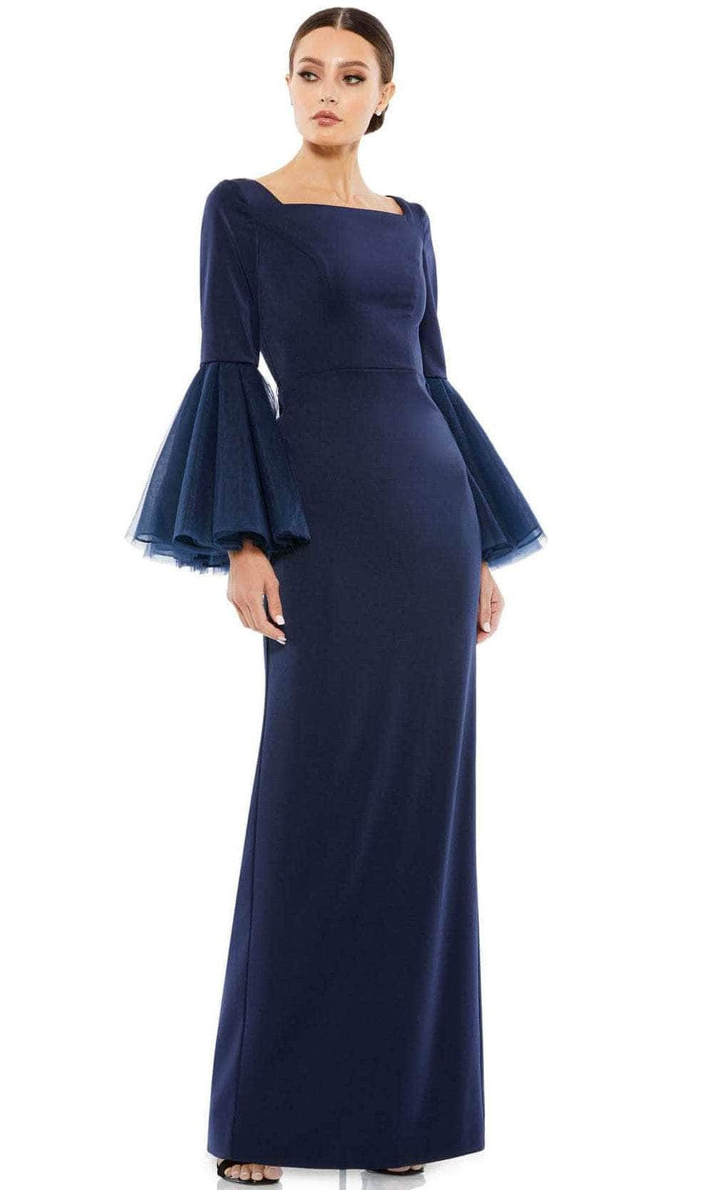 Mac Duggal 11233 - Bell Sleeve Sheath Evening Dress Special Occasion Dress 2 / Navy