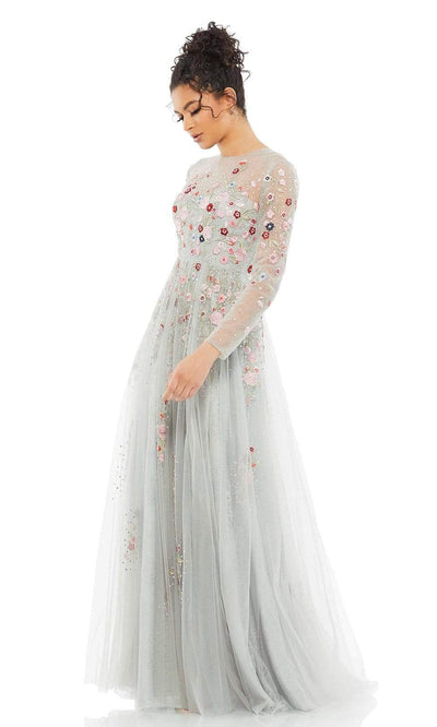 Mac Duggal - 11241 Embroidered Floral Tulle Gown Mother of the Bride Dresses 4 / Platinum/Multi