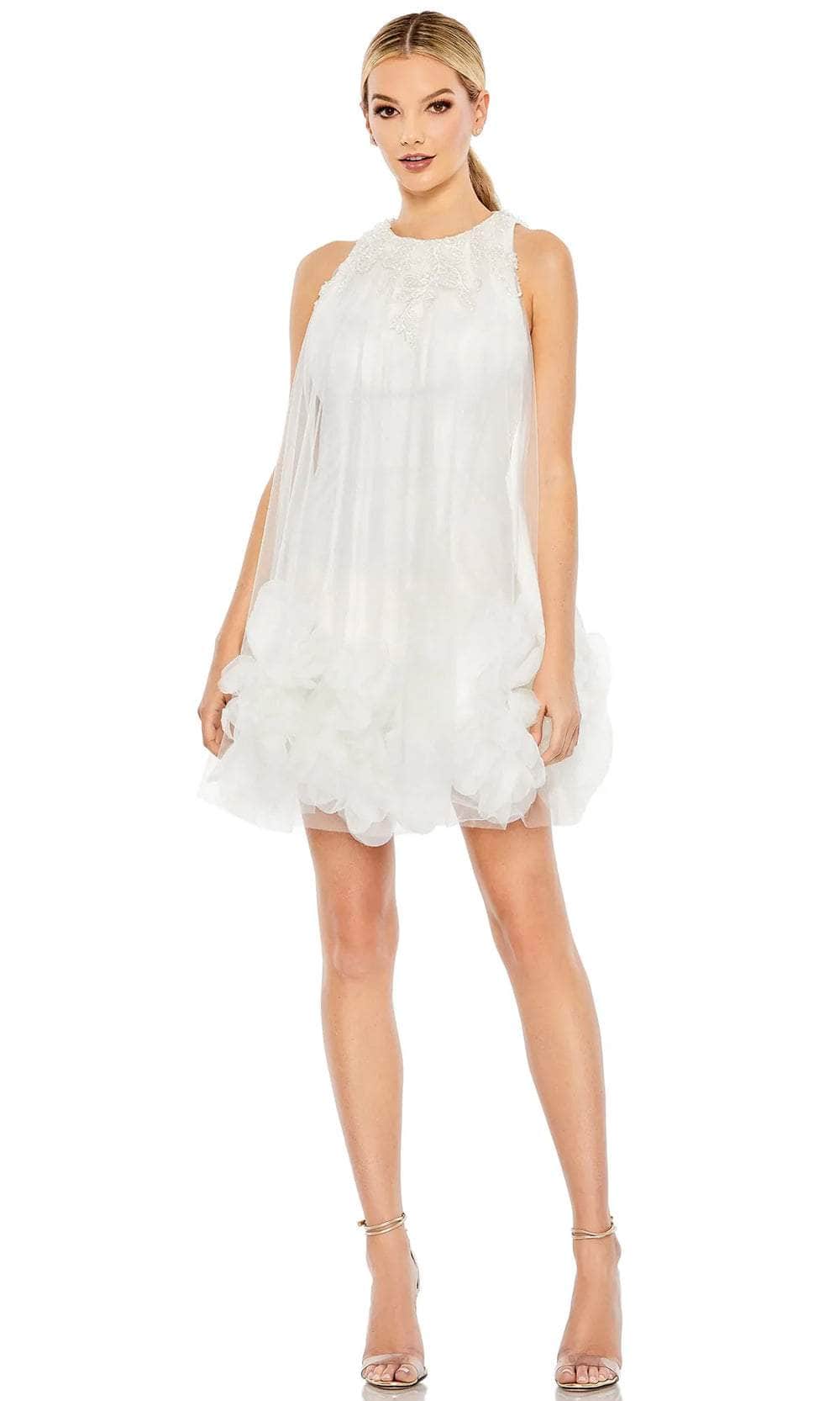 Mac Duggal 11294 - Ruffled Tulle Overlay Cocktail Dress Cocktail Dresses 0 / White