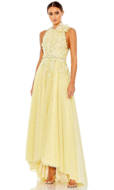 Mac Duggal 11310 - Flower Neck A-Line Dress Special Occasion Dress 0 / Lemon