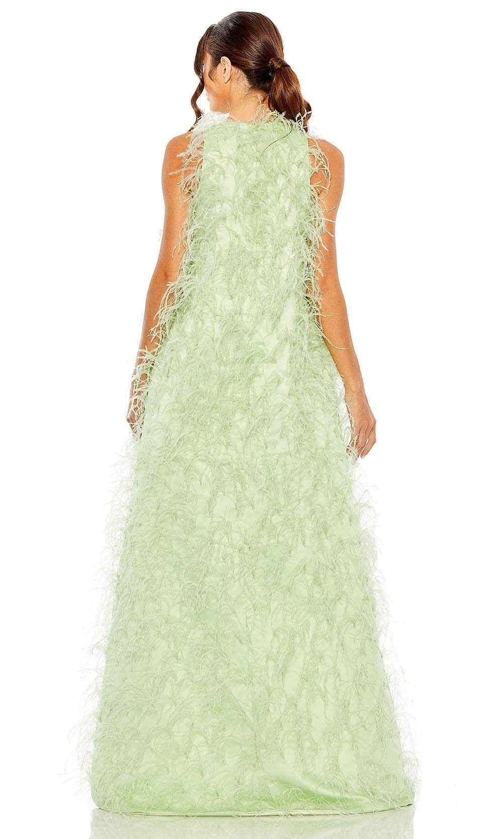 mac duggal green dress Mac Duggal Collection - Green Sleeveless Feather Embellished High Low Gown