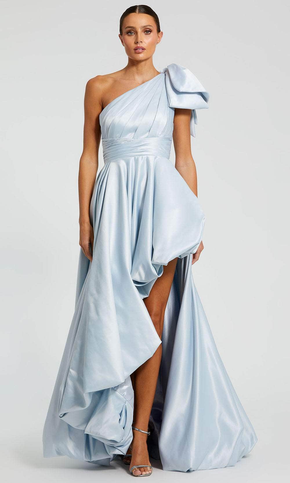 Mac Duggal 11800 - Pleated High-Low Satin Evening Dress Ball Gowns