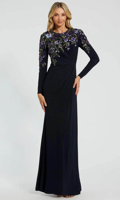 Mac Duggal 11806 - Embroidered Floral High Heck Evening Gown Evening Gown 4 / Midnight