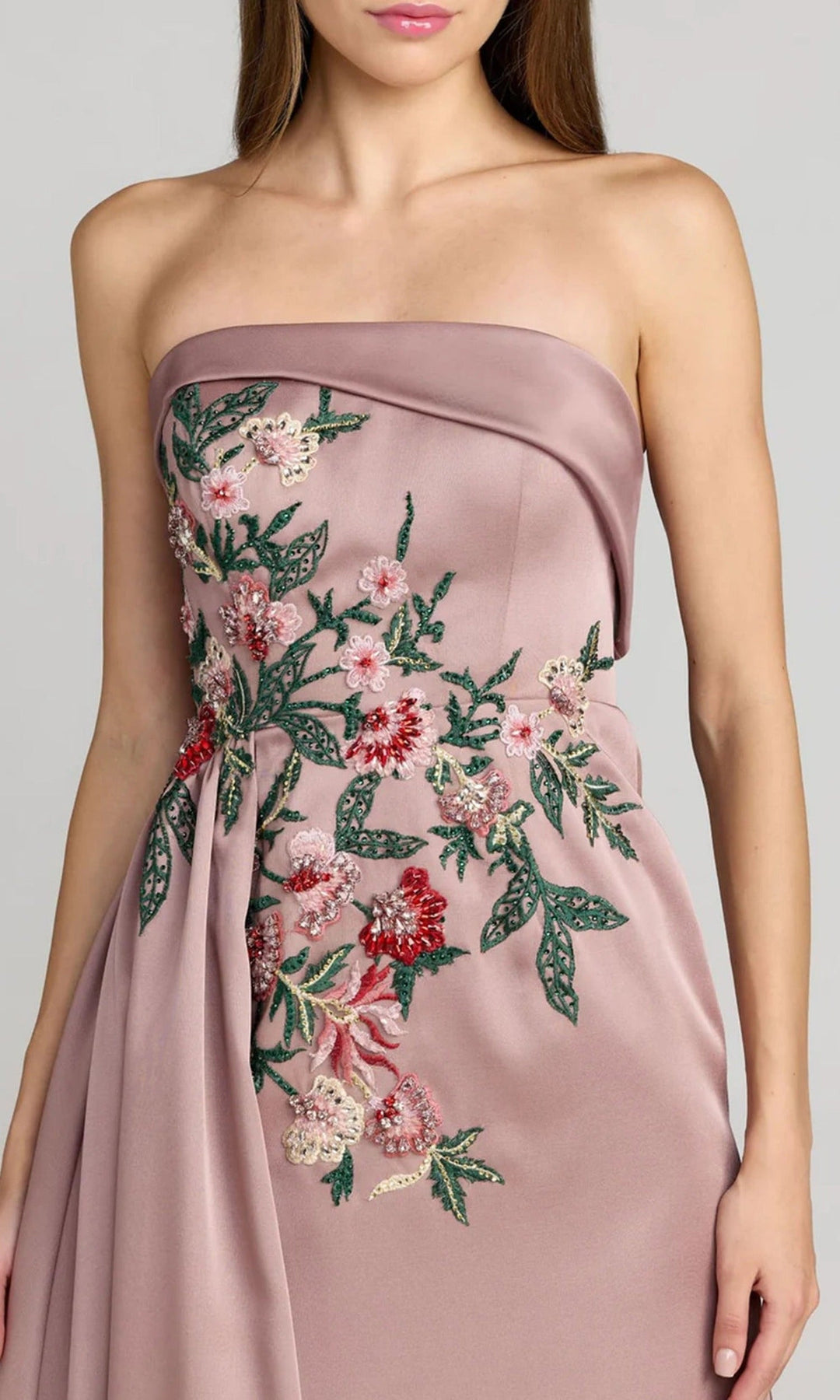 Mac Duggal 11894 - Floral Embroidered Strapless Prom Gown