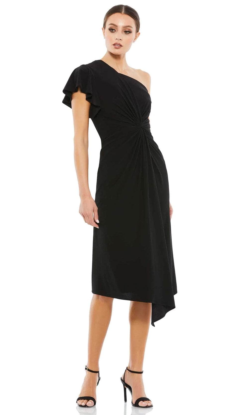 Mac Duggal 12480 - Ruffled One-Shoulder Formal Dress Cocktail Dresses 2 / Black