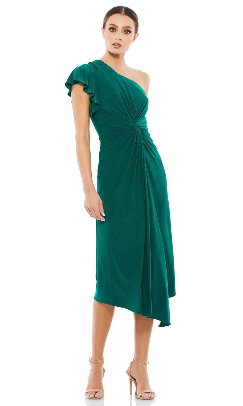 Mac Duggal 12480 - Ruffled One-Shoulder Formal Dress Cocktail Dresses 2 / Emerald