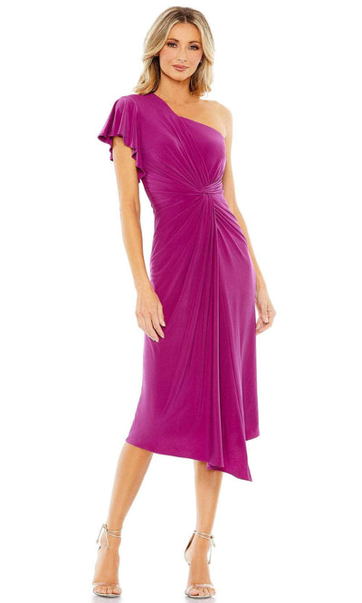 Mac Duggal 12480 - Ruffled One-Shoulder Formal Dress Cocktail Dresses 2 / Magenta