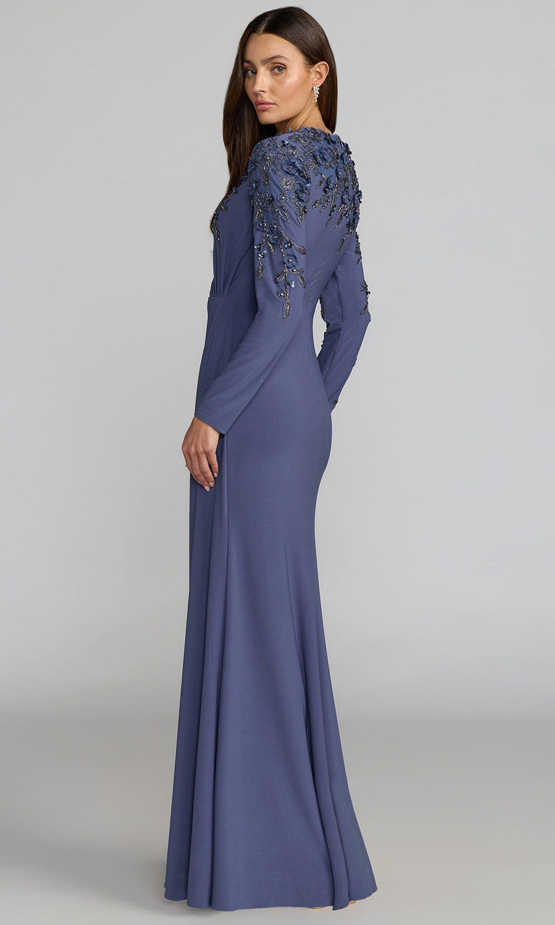 Mac Duggal 13246 - Beaded Floral Long Sleeve Evening Gown