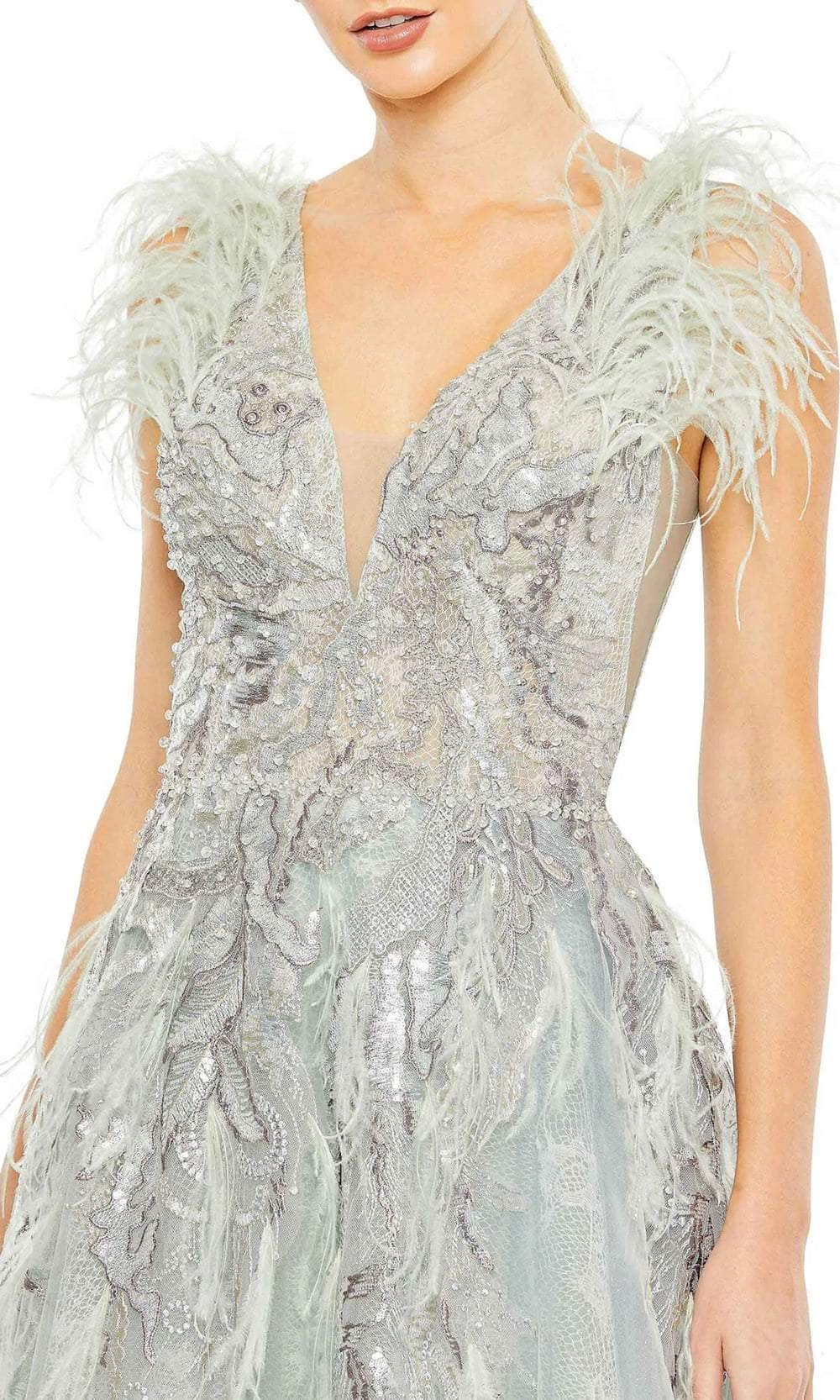 Mac Duggal 20259 - Long Lace/Glitter Tulle A-Line Dress - Ostrich ...