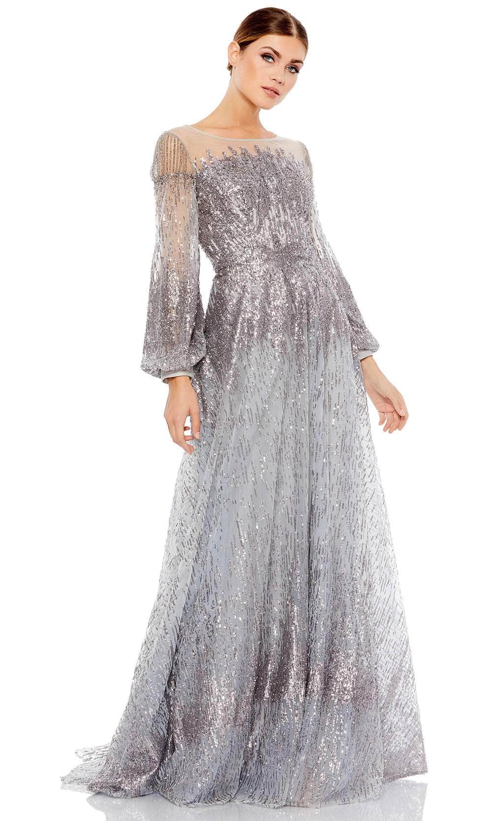 Mac Duggal 20307 - Bishop Sleeved Evening Gown Prom Dresses 4 / Platinum