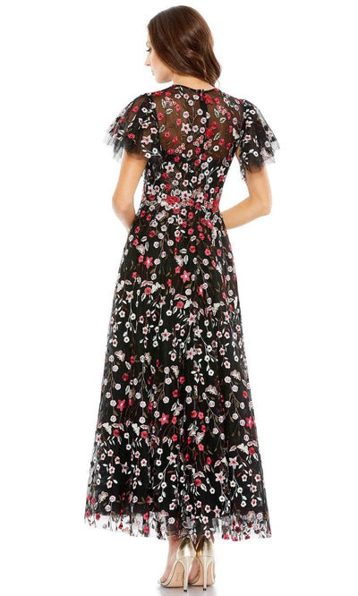 Mac Duggal 20323 - Floral Embroidered Tulle Midi Dress Cocktail Dresses