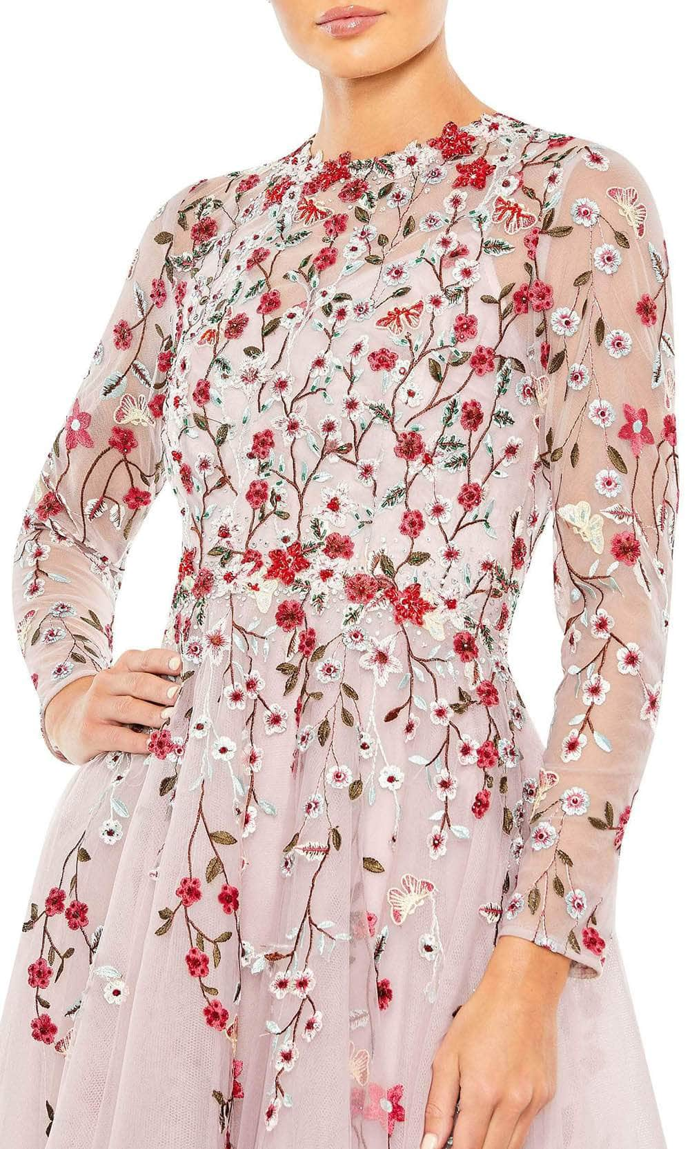 Mac Duggal 20334 - Floral Long Sleeve A-Line Dress Special Occasion Dress