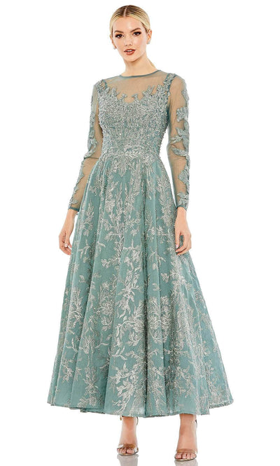 Mac Duggal 20337 - Illusion Jewel Embroidered Formal Dress Evening Dresses 0 / Jade