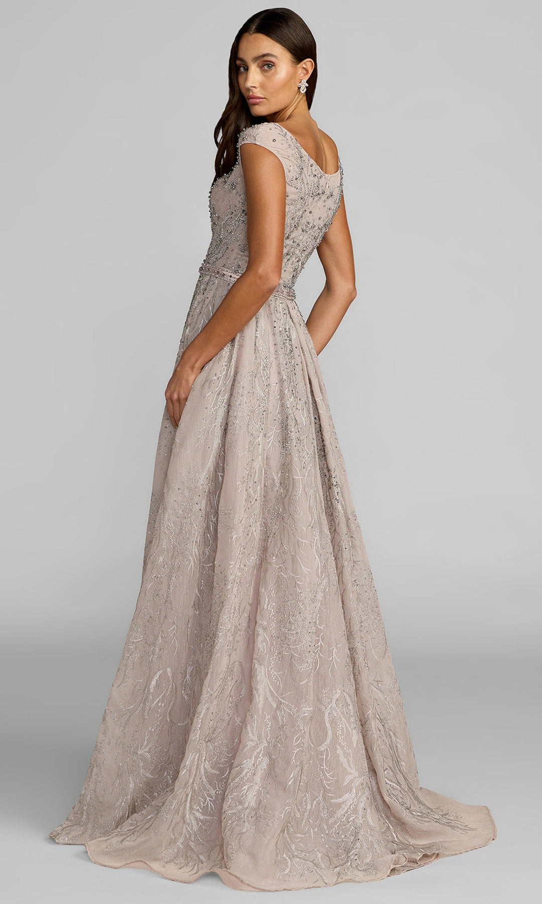 Mac Duggal 20374 - Intricate Beaded Cap Sleeve Evening Gown