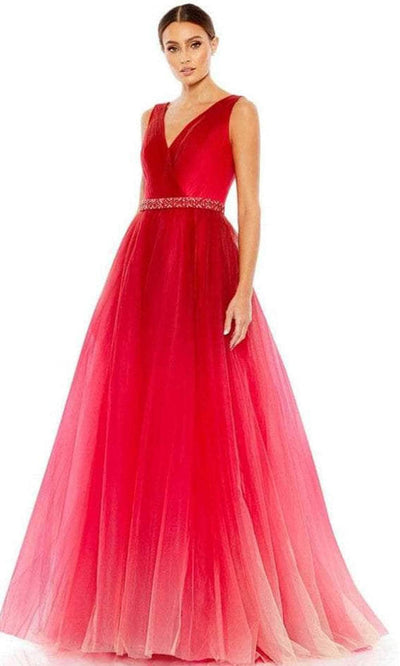 Mac Duggal 20378 - Sleeveless V-neck Long Gown In Red