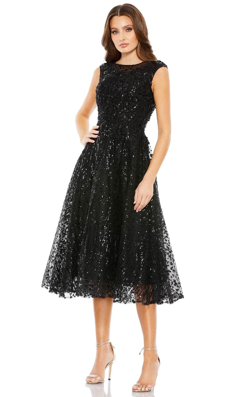 Mac Duggal 20398 - Cap Sleeve Sequined A-Line Dress Special Occasion Dress 2 / Black