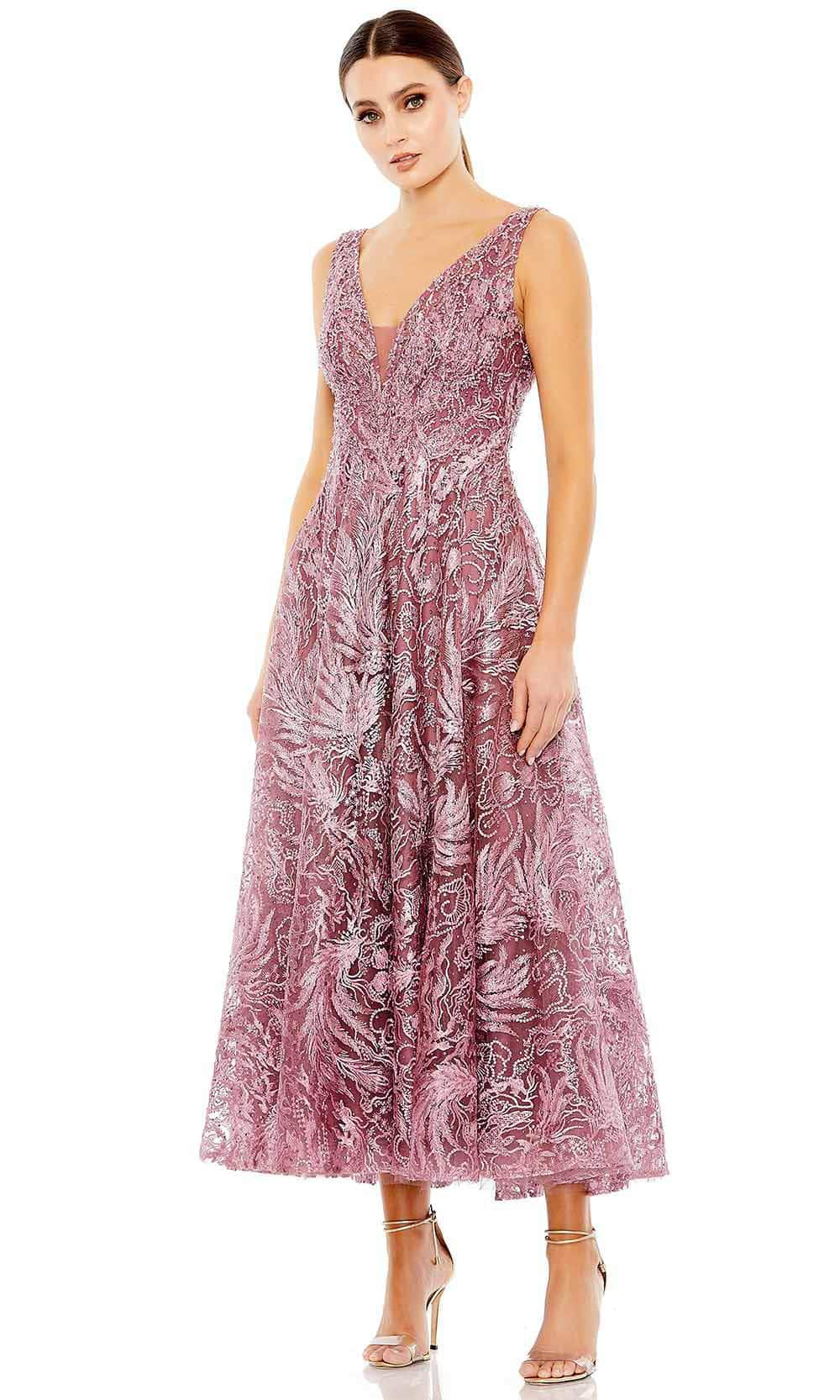 Mac Duggal 20422 - Embellished V-Neck Dress Special Occasion Dress 2 / Mauve