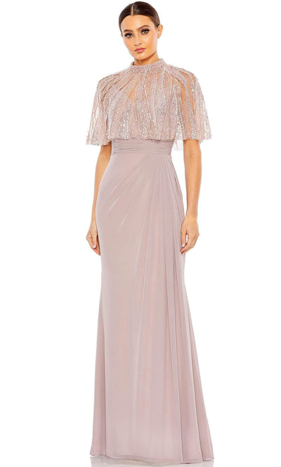 Mac Duggal 20467 - Embellished Cape Sleeveless Evening Dress Special Occasion Dress 2 / Rose