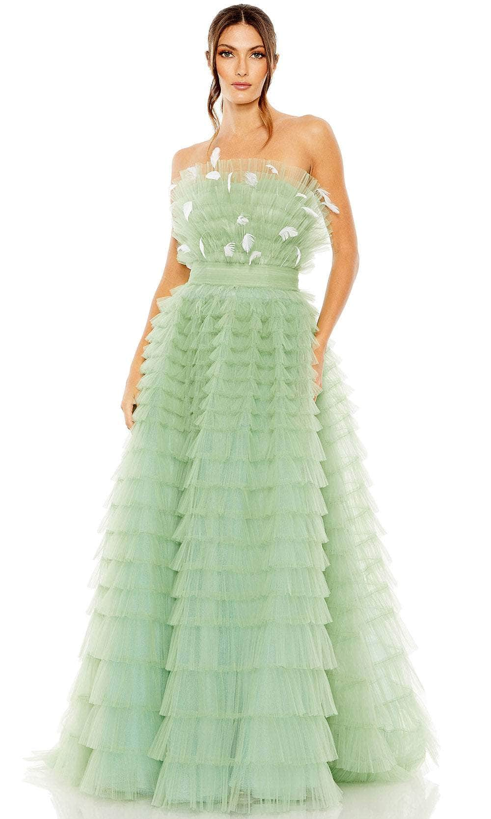 Mac Duggal 20530 - Strapless Ruffle Prom Gown Special Occasion Dress 2 / Sage