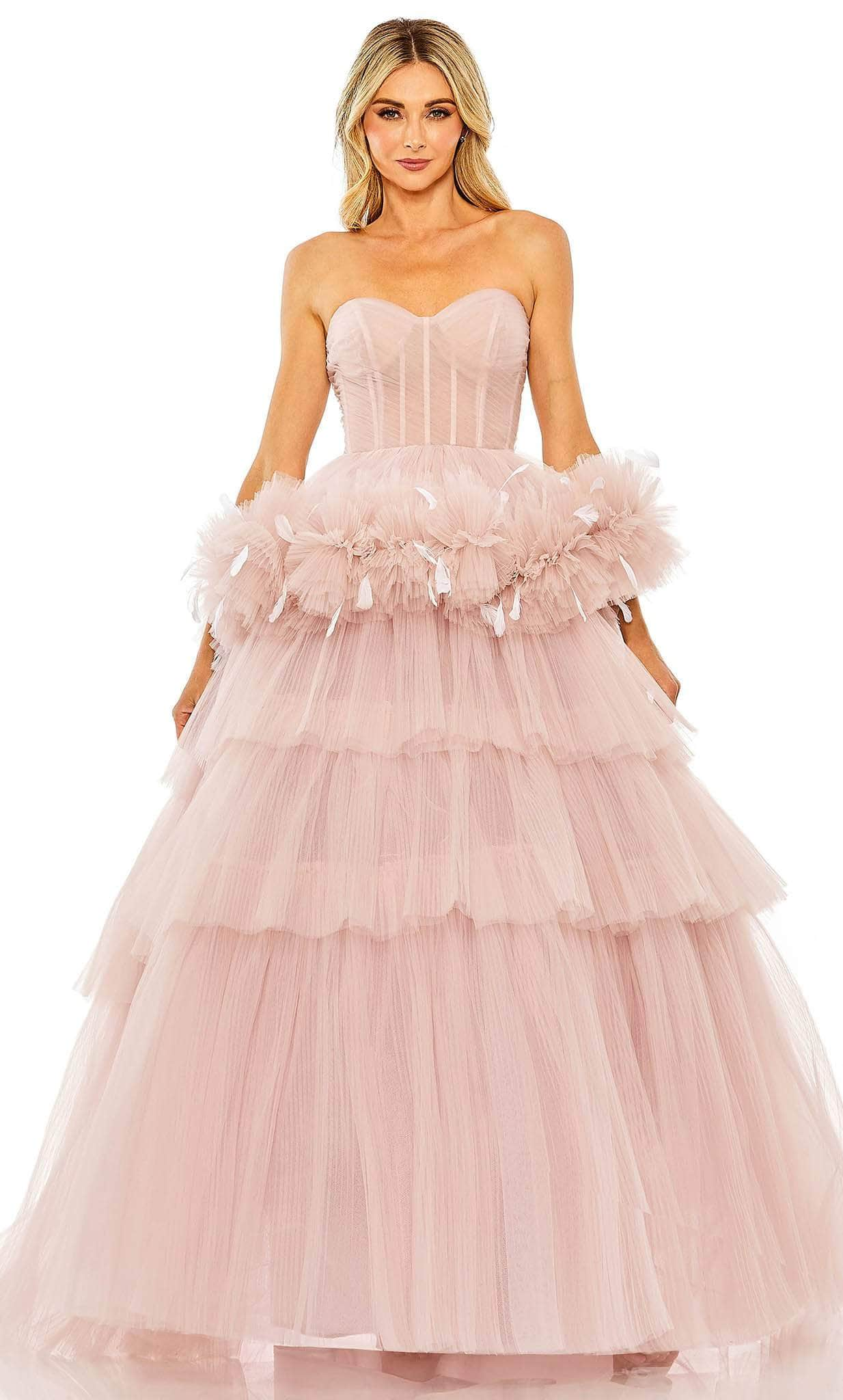 Mac Duggal 20572 - Strapless Ruffle Trim Ballgown Special Occasion Dress 2 / Rose