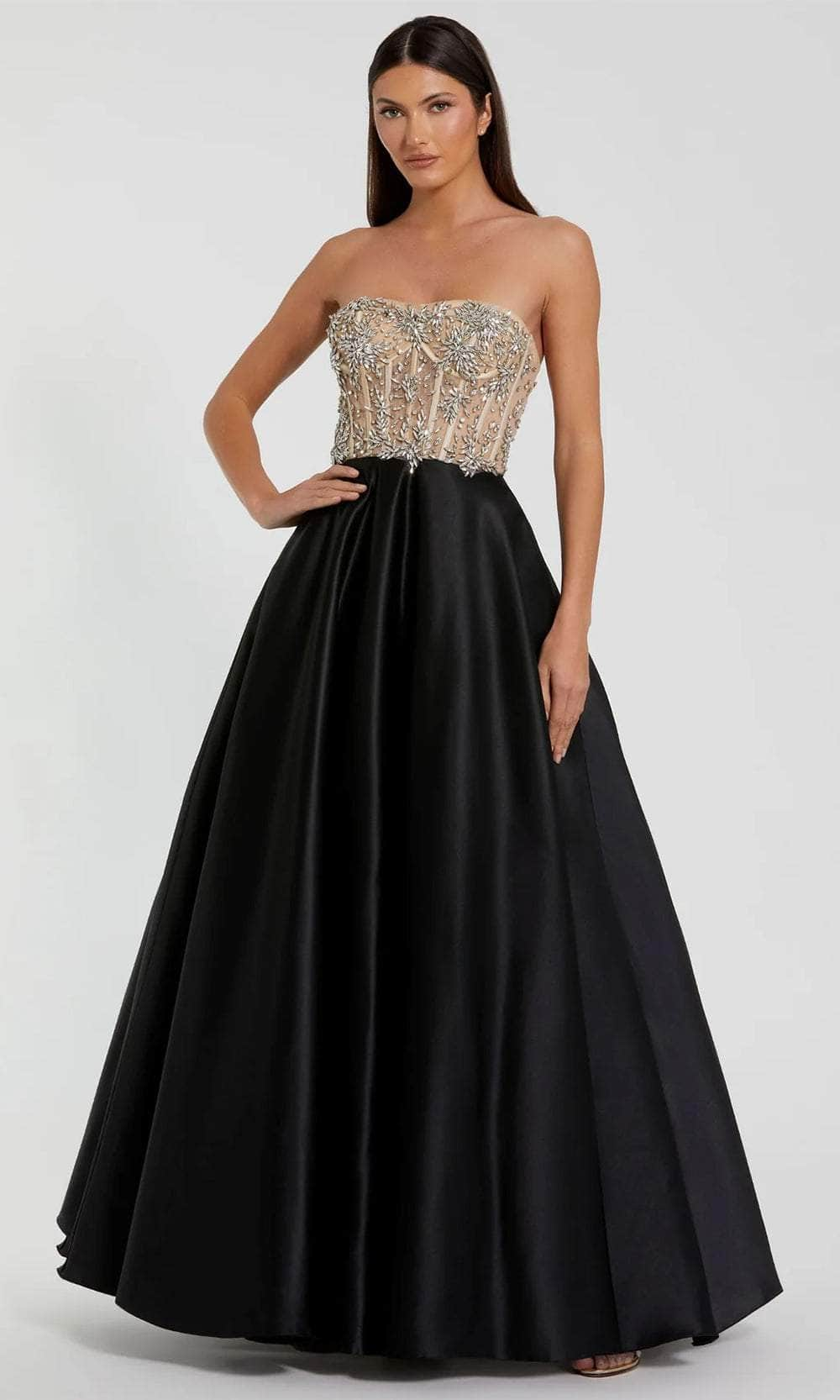 Mac Duggal 20701 - Strapless Rhinestone Embellished Ballgown Ball Gowns 2 / Black