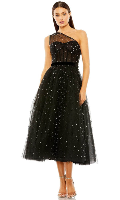 Mac Duggal 20745 - Pearl Beaded Tulle Cocktail Dress Cocktail Dresses 0 / Black
