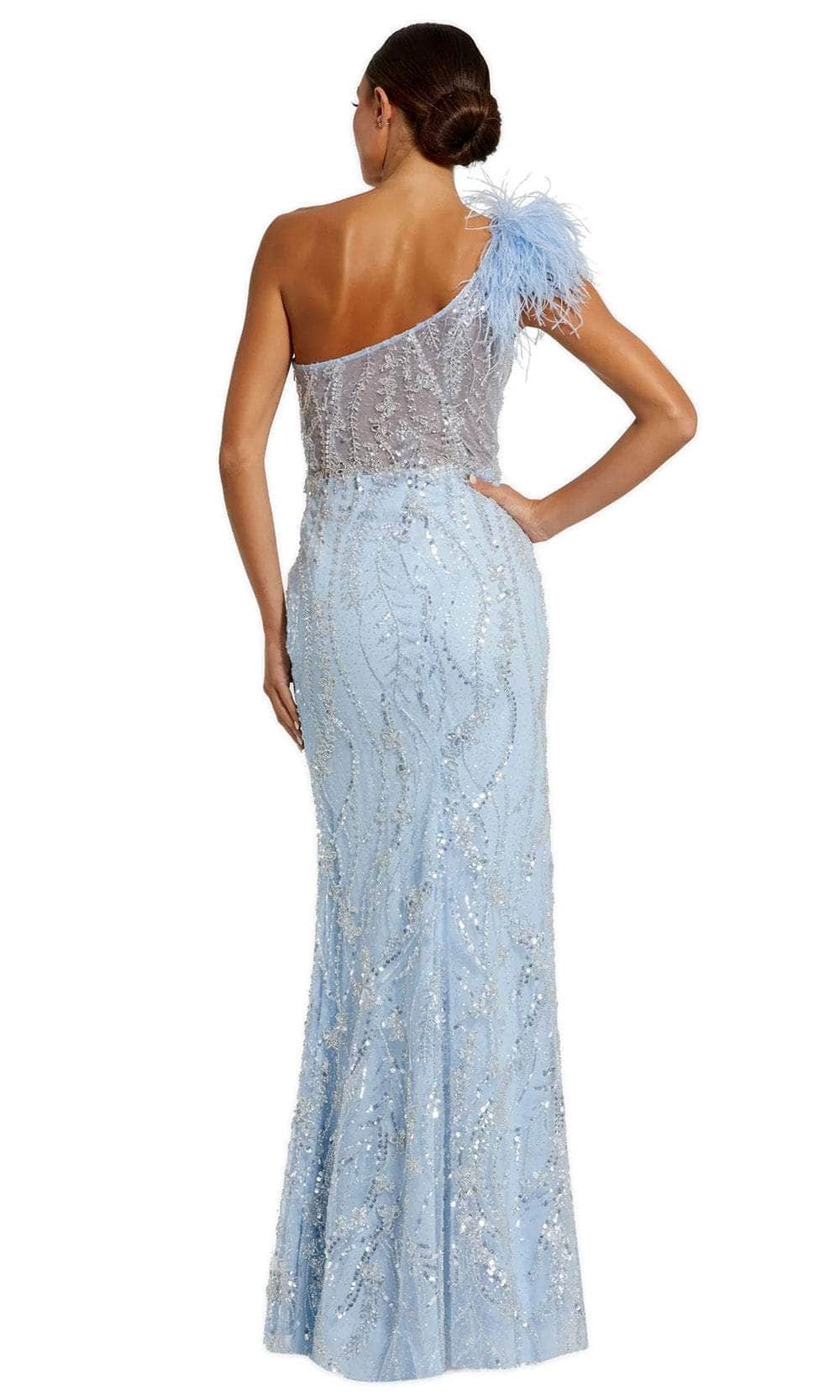 Mac Duggal 20887 - Feather Sleeve Sheath Prom Gown Prom Dresses