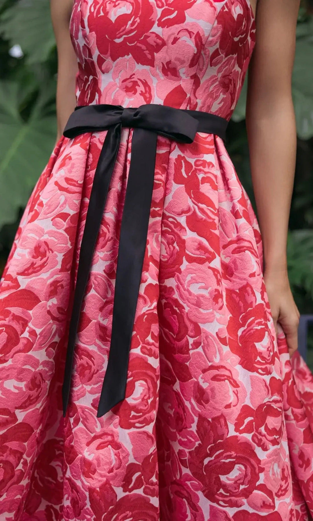 Mac Duggal 21252 - Allover Floral A-Line Prom Dress with Bow Belt