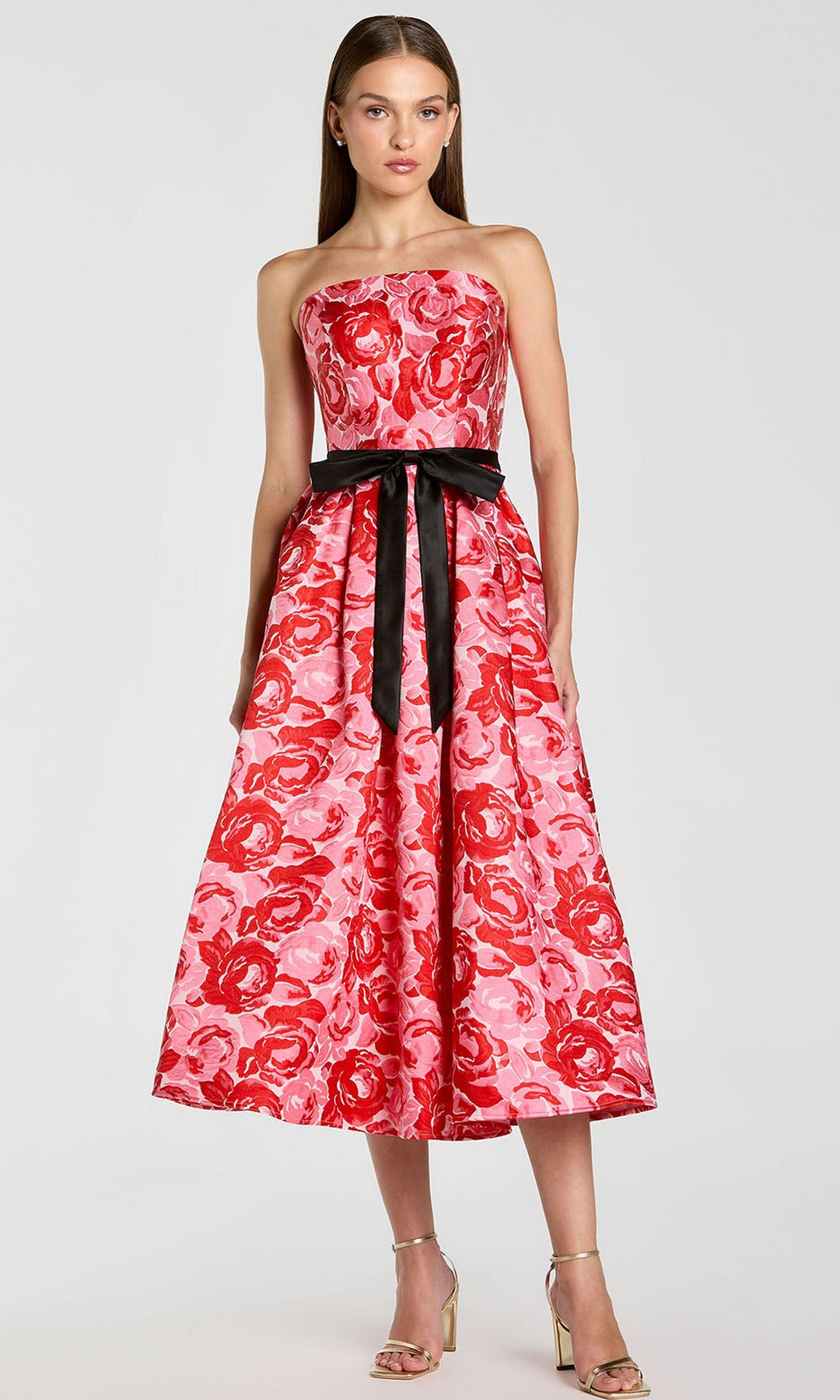 Mac Duggal 21252 - Allover Floral A-Line Prom Dress with Bow Belt