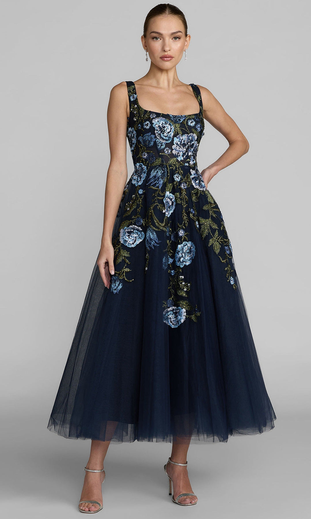 Mac Duggal 21295 - Square Neckline Floral Bodice Prom Dress