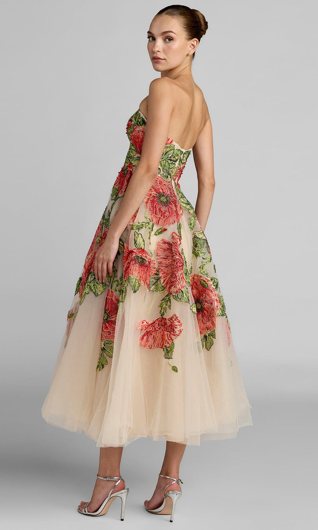 Mac Duggal 21300 - Floral Embroidered Tulle Tea-Length Dress