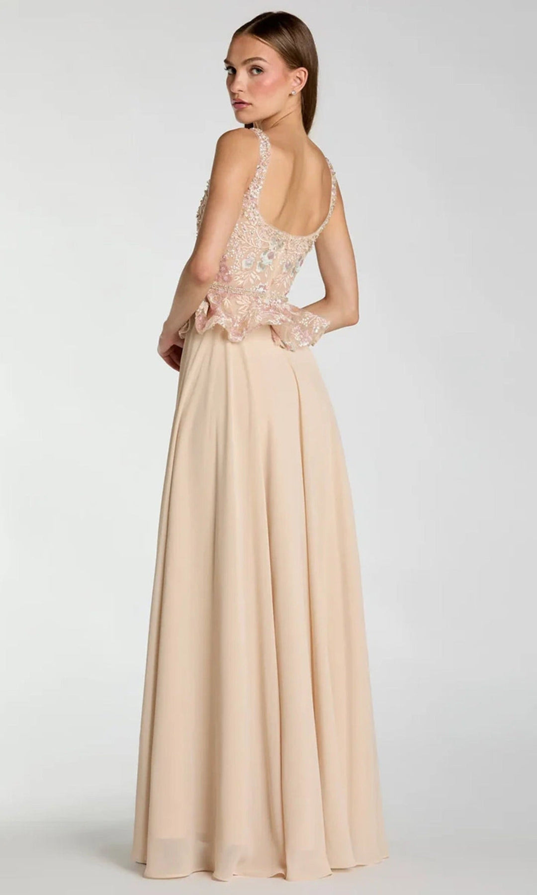 Mac Duggal 21317 - Scoop Neck Embroidered Peplum Prom Dress