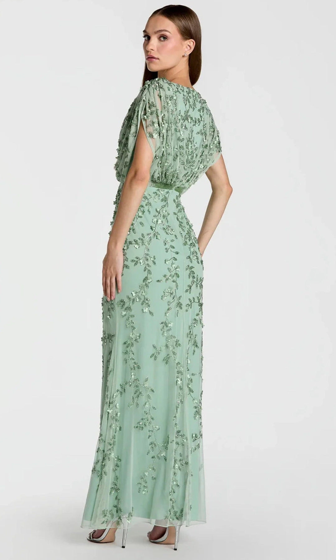 Mac Duggal 23067 - Beaded Applique Blouson Column Gown