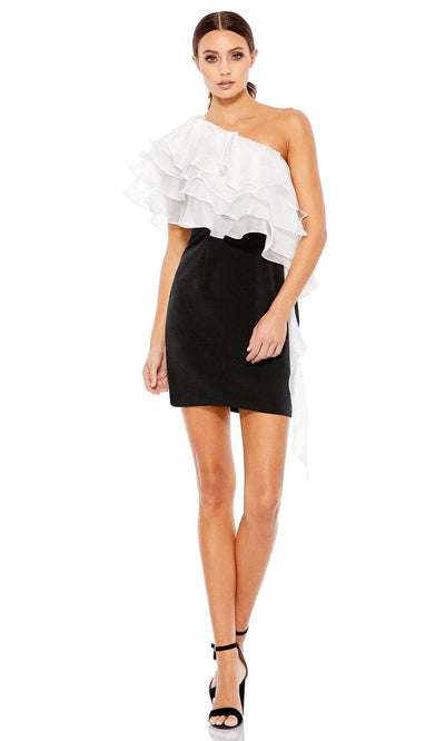 Mac Duggal 26501 - One Shoulder Ruffles Cocktail Dress Cocktail Dresses 0 / Black White