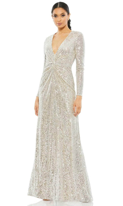 Mac Duggal 26552 - Long Sleeve Fully Sequin Evening Dress Mother of the Bride Dresses 8 / Nude